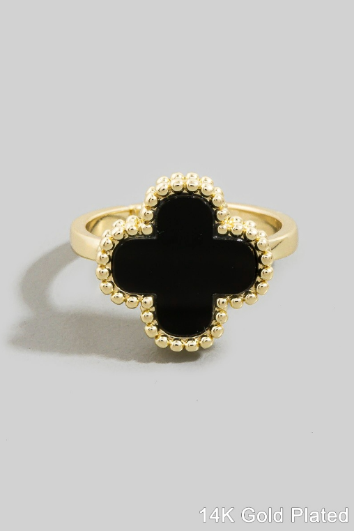YAZ. Gold Plated Halo Clover Ring