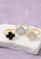 YAZ. Gold Plated Halo Clover Ring