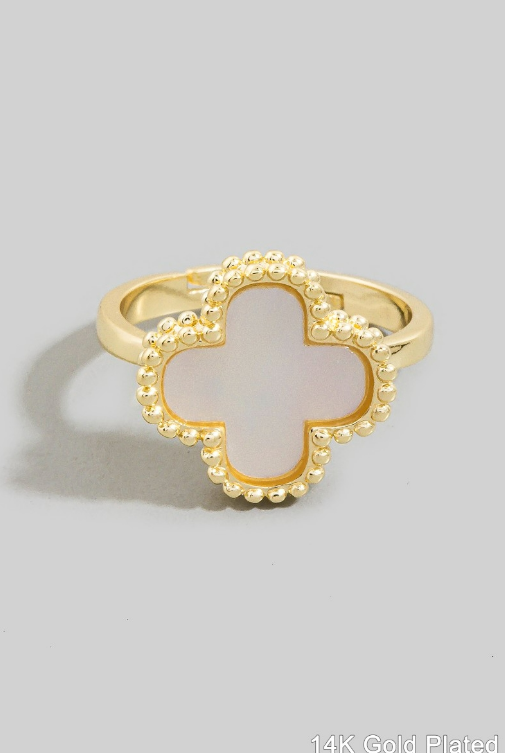 YAZ. Gold Plated Halo Clover Ring