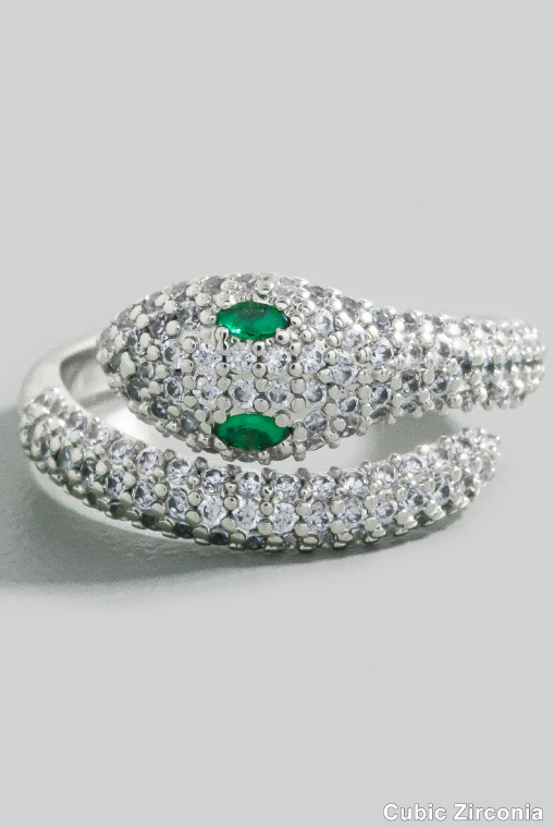 YAZ. Emerald Eyes Snake Ring