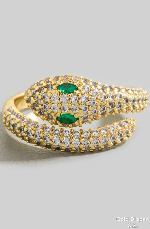 YAZ. Emerald Eyes Snake Ring