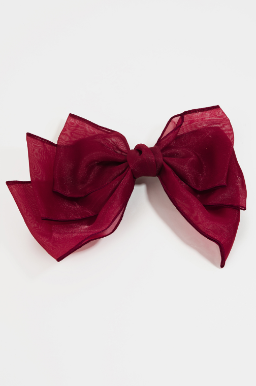 YAZ. Jumbo Layered Sheer Bow Burgundy
