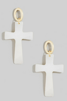 YAZ. Sovereign White Dangle Cross Earrings