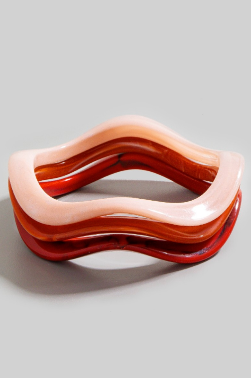 YAZ. Squiggle Stack Bangles in Lip Service