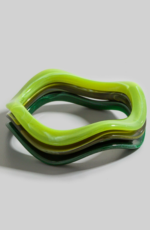 YAZ. Squiggle Stack Bangles in Grass