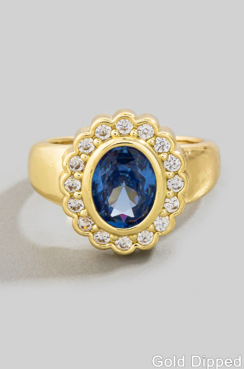 YAZ. Gold Dipped Cz Oval Heirloom Signet Pinky Ring