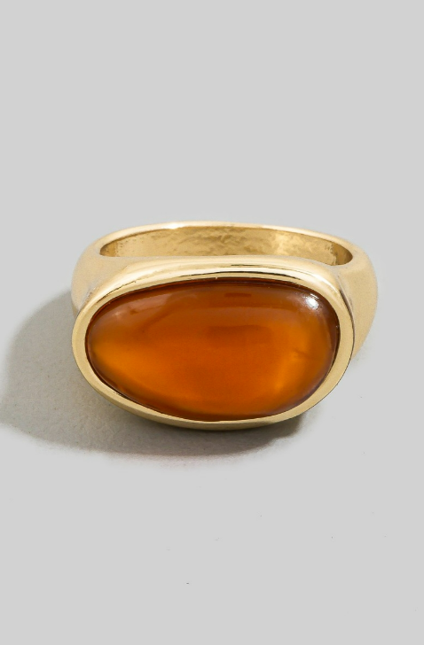 YAZ. Oval Natural Stone Signet Ring