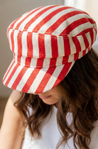 YAZ. Red Striped Cabbie Hat