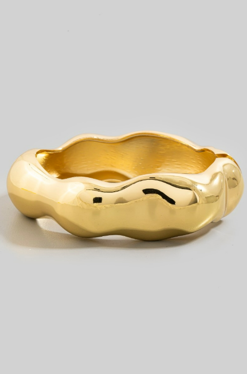 YAZ.  Sculpted Wave Hinged Bangle Bracelet