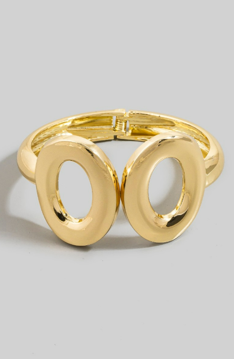 YAZ.  Gold Dipped Double Hoop End Hinge Bangle Bracelet