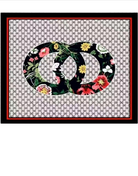 YAZ. Floral Monogram Silky Bandana Scarf White