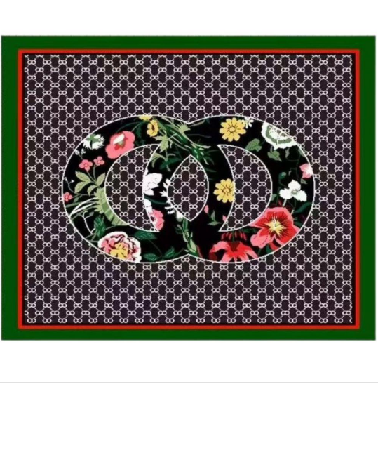 YAZ. Floral Monogram Silky Bandana Scarf