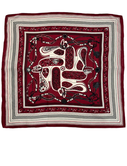 YAZ. Retro Pattern Paisley Print Woven Scarf Burgundy