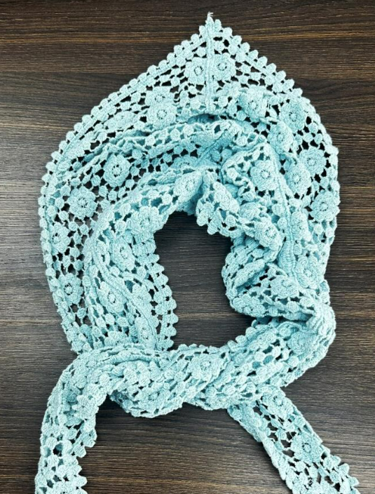 YAZ. Boho Crochet Lace Head Scarf Lightweight Floral Knit Headband