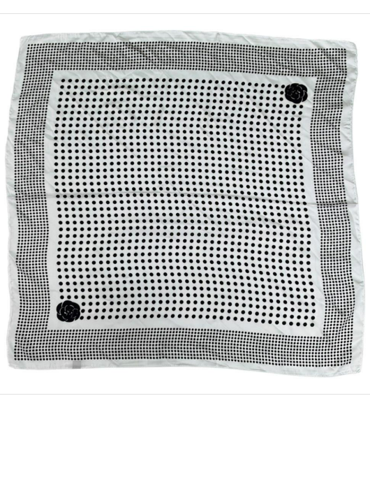 YAZ. Rosette Accent Dot Cube Scarf White