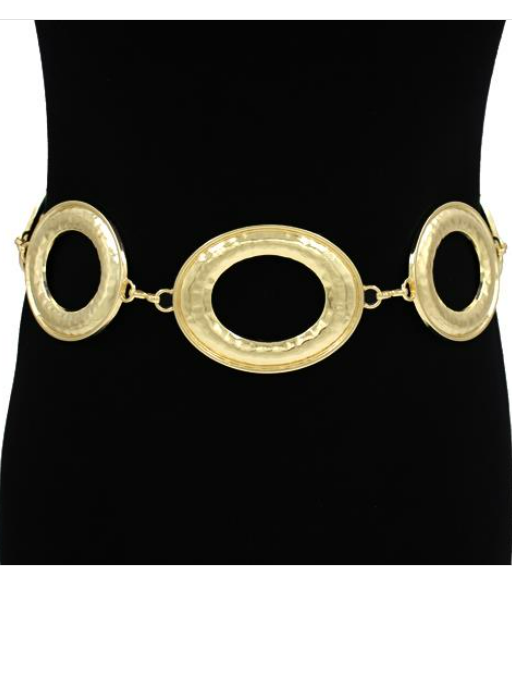YAZ. Large Oval Link Metal Chain Belt Gold