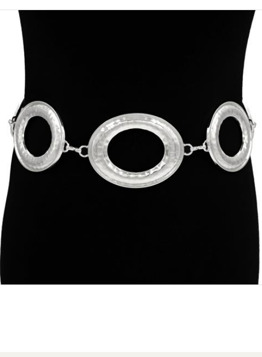 YAZ. Large Oval Link Metal Chain Belt Silver