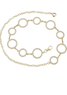 YAZ. Rhinestone Open Circle Link Chain Belt Gold