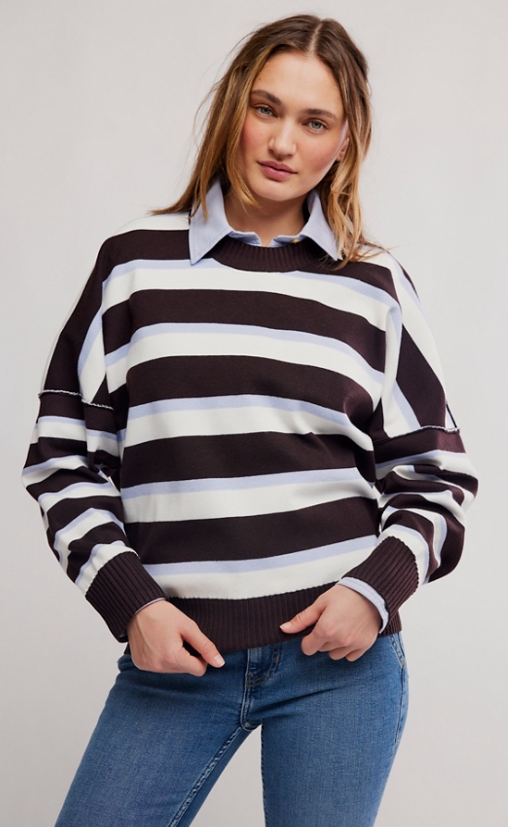 Free People Striped Alma Pullover
