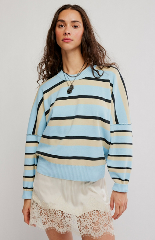 Free People Striped Alma Pullover