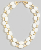 GOLDEN Marble Resin And Metallic Beaded Layered Necklace White