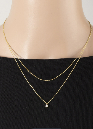 GOLDEN Gold Dipped Layered Pearl Teardrop Pendant Necklace