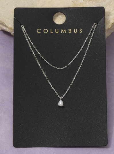 GOLDEN Gold Dipped Layered Pearl Teardrop Pendant Necklace