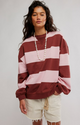 Free People Classic Stripe Crew Wide Strawberry WIne