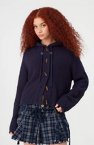 BDG Toggle Knit Hoodie Navy