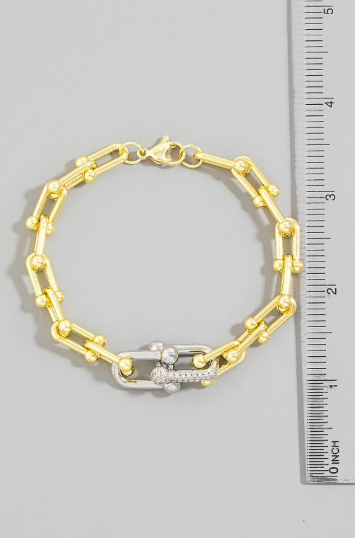 YAZ. 2 Toned Abstract Clasp Chain Bracelet