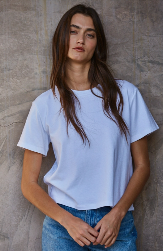 By Together Knit Cotton Crew Neck Short Sleeve T-Shirt Top