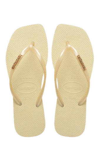 Havaianas Slim Square Logo Metallic Flip Flops