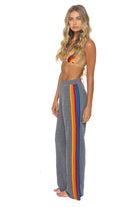 Aviator Nation 5 Stripe Wide Leg Sweatpants in Heather Grey