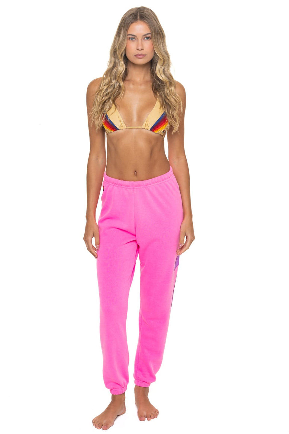 Aviator Nation Bolt Stitch Sweatpant in Neon Pink/Purple by Aviator Nation