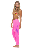 Aviator Nation Bolt Stitch Sweatpant in Neon Pink/Purple by Aviator Nation
