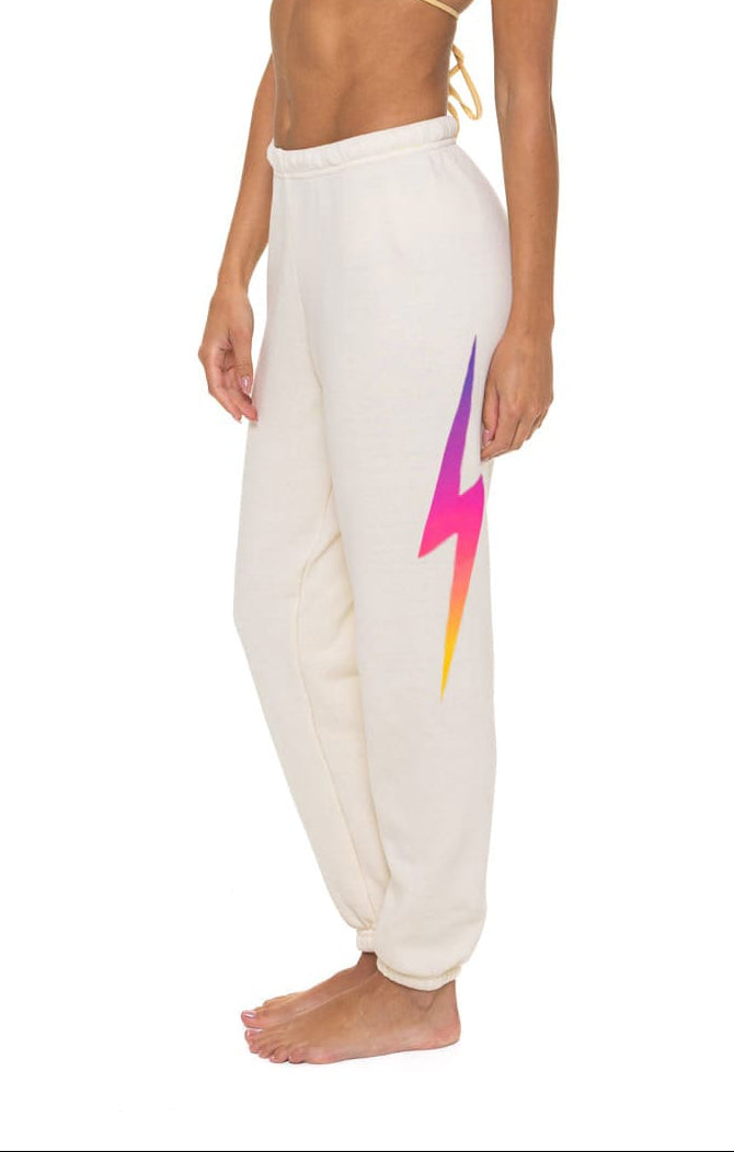 Aviator Nation Bolt Fade Sweatpants in Vintage White/Pink Purple