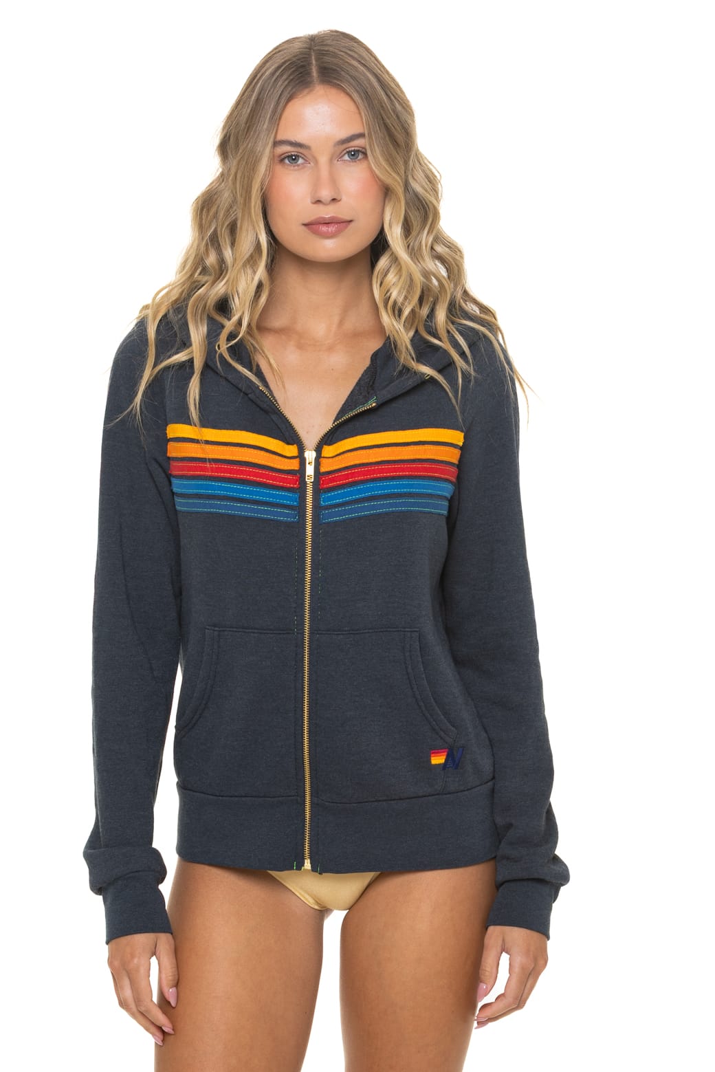 Aviator Nation 5 Stripe Zip Hoodie