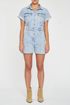 Daze Denim Topanga Short Sleeve Romper - Dolphin