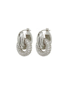 Luv Aj The Pave Interlock Hoops Silver