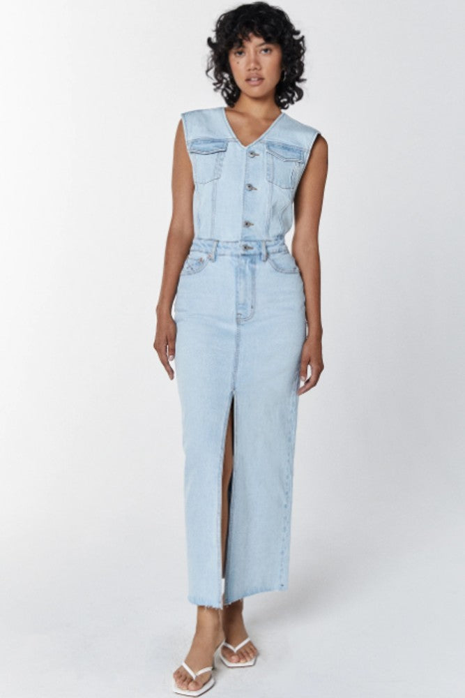 Unpublished Wyatt Maxi Denim Dress in Twin Flame