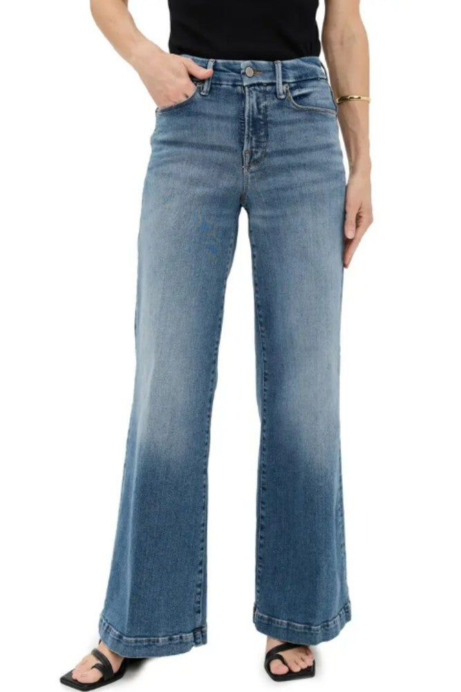 Good American Good Petite Palazzo Light Compression Jeans in Indigo837 - Indigo837