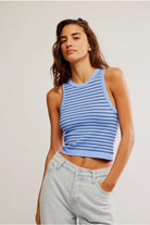 Free People Youre Up Cami Blue Combo