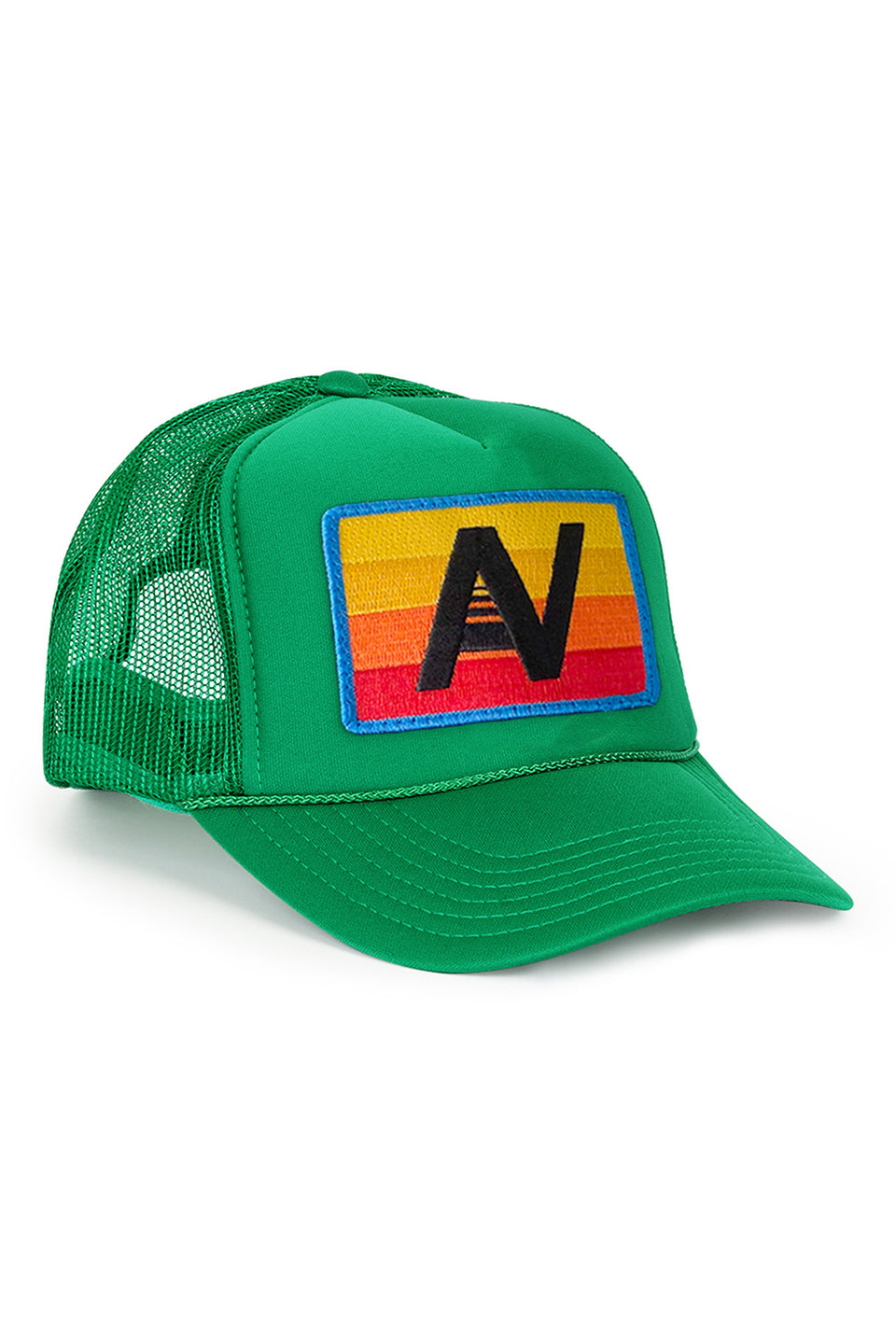 Aviator Nation Logo Rainbow Vintage Low Rise Trucker - Kelly Green