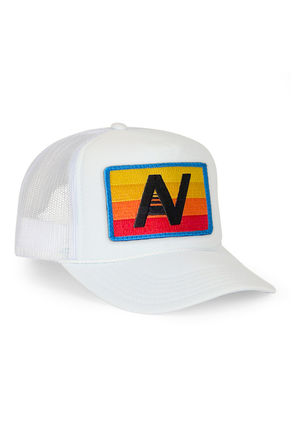 Aviator Nation Logo Rainbow Vintage Low Rise Trucker White