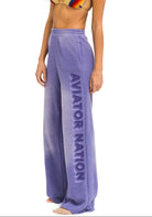 Aviator Nation An 3D Wide Leg Pocket Sweatpant - Faded Berry