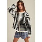 Wishlist Apparel Striped Button Up Knit Cardigan