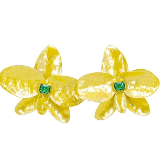 YAZ. Metal Floral Crystal Stone Stud Earring