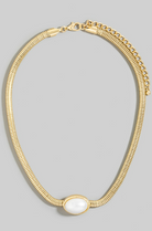YAZ. Oval Pearl Omega Necklace