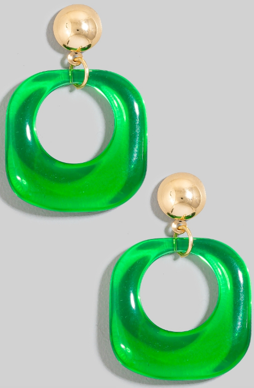 YAZ. Resin Square Dangle Earrings Green