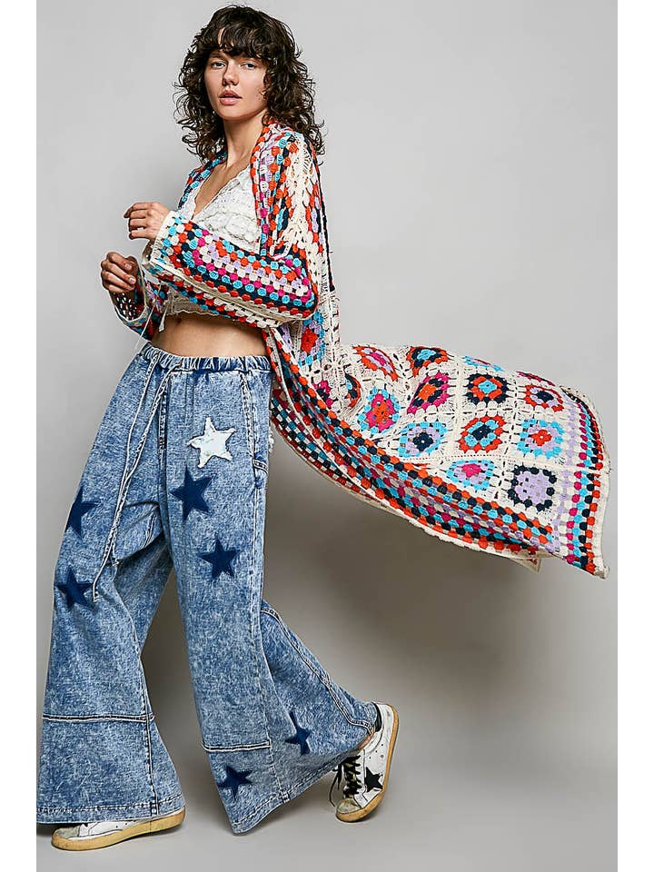 Pol Clothing Long Sleeve Various Colors Crochet Cardigan
